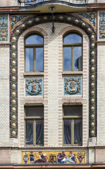 Majolica houses by architect Reinhold Siebert, richly decorated town houses in early Art Nouveau,