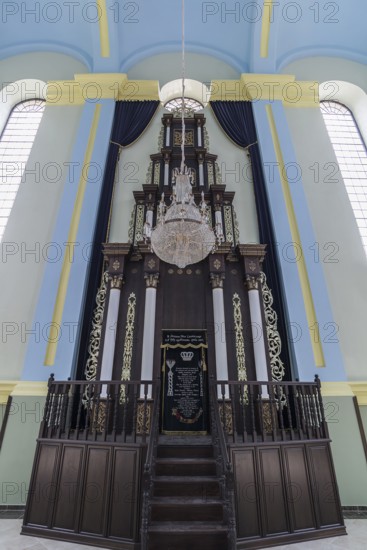 A parochet, curtain in front of the Torah shrine in the restored Choral Synagogue, built from