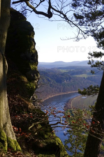 Elbe Sandstone Mountains, bastion area, winter, Saxony, Germany