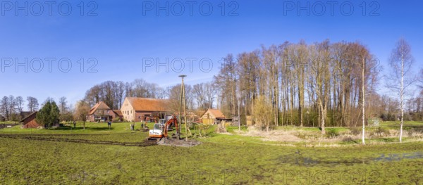 Construction of a stork nest by the NABU nature park Conservation Association Germany, artificial