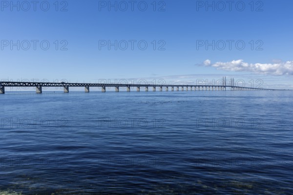 Öresund Bridge, Øresundsbrön, world's longest cable car bridge, connecting Copenhagen with Malmö,