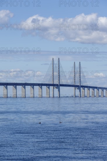 Öresund Bridge, Øresundsbrön, world's longest cable car bridge, connecting Copenhagen with Malmö,