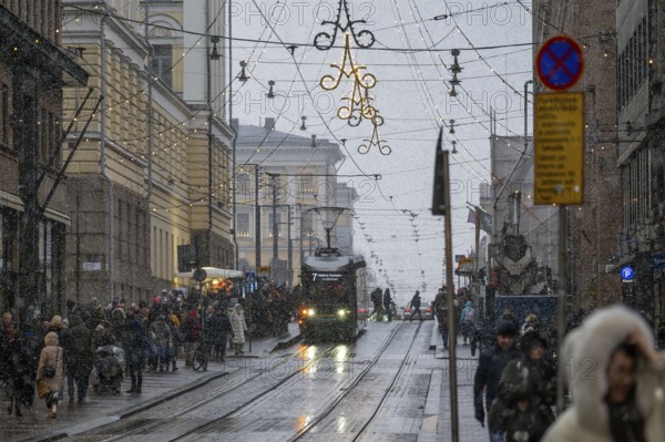 Alexanterinkatu, main shopping street in the city center, designed by Carl Ludwig Engel, Christmas