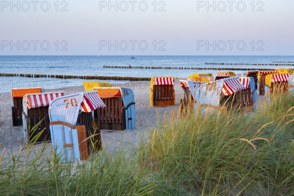 Beach chairs on Kühlungsborn beach, Kühlungsborn, Mecklenburg-Western Pomerania, Germany