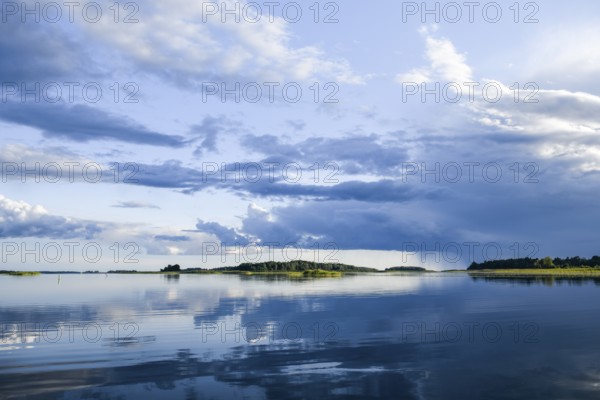 Lake Vänern near Ekenäs with sea mark on Lake Vänern, water reflects the sky, Ekenäs, Värmlandsnäs