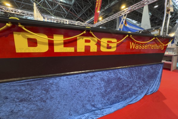 Press photo of DLRG Water Rescue logo on MRB fixed hull motor lifeboats by Deutsche