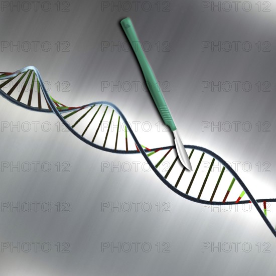 Symbol, DNA research, science, medicine, scalpel, CRISPR scissors, future, engineer, technician,