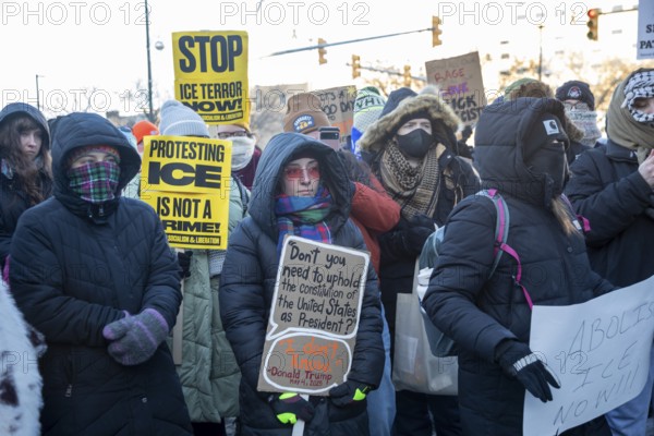 Detroit, Michigan USA - 24 January 2026 - A solidarity rally with Minneapolis residents protesting