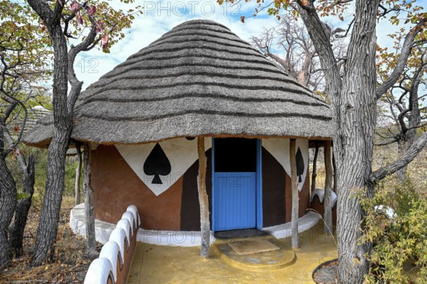 Round cabin, guest accommodation, Planet Baobab, lodge near the village of Gweta, Makgadikgadi Pans