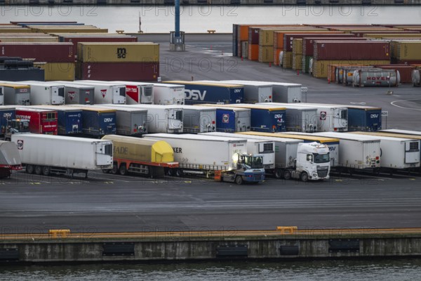 Port facility, truck trailer, container loading, Helsinki, Finland