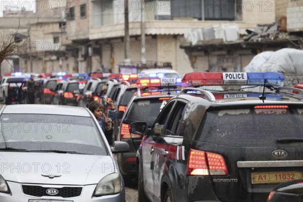 In Al Tabqah, Syria on January 18, 2026, a convoy of Syrian Government forces deploys throughout