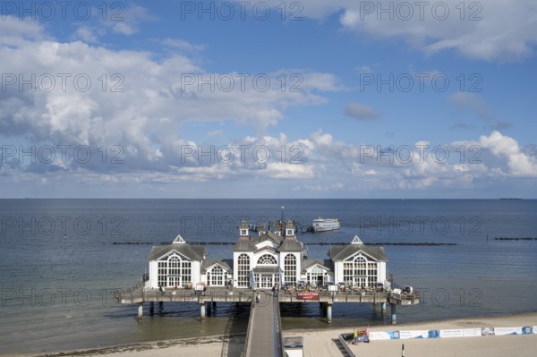 Restaurant on the pier, view from above, Sellin, Baltic resort, Rügen island, Mecklenburg-Western