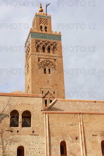Minaret of the Koutoubia Mosque, landmark of Marrakech, historic old town, Medina, UNESCO World