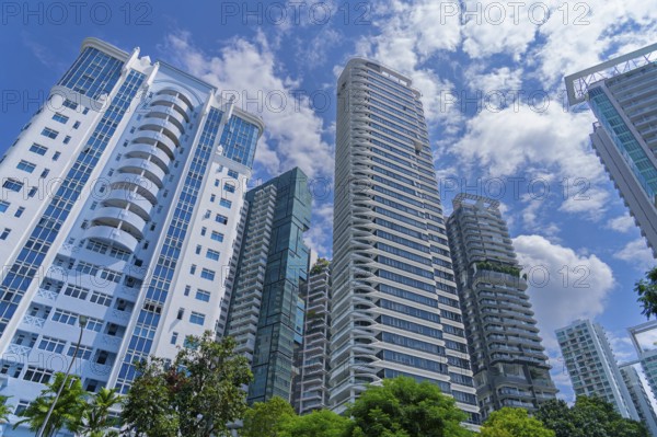 Skyline showing residential high-rise buildings and skyscrapers with flats and apartments in the