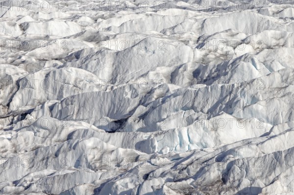 Aerial view over Monacobreen, glacier in Haakon VII Land which debouches into Liefdefjorden,