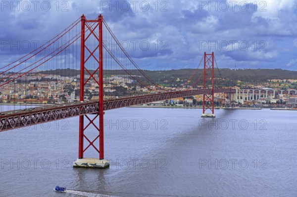 Ponte 25 de Abril / 25th of April Bridge, red suspension bridge over the Tagus River connecting the