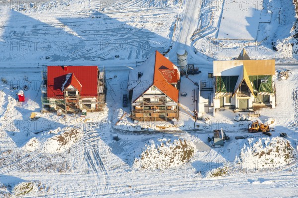 Bad weather on construction, construction site, ice, snow, cold, construction freeze, climate,