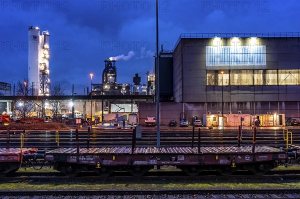 Hüttenwerke Krupp-Mannesmann, HKM in Duisburg, blast furnace A, marshalling yard, with freight