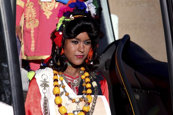 Participant in the Fête des Roses Miss Contest, dressed in traditional dress, El Kelâa m'Gouna,