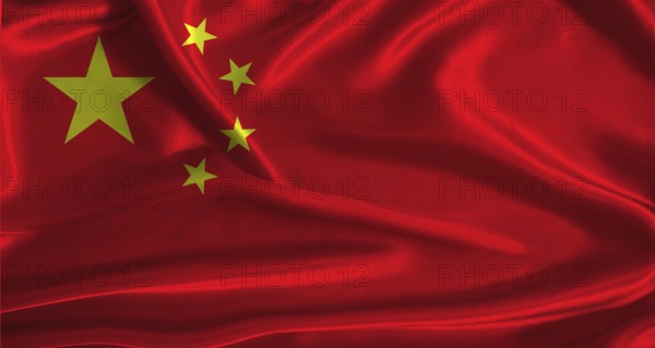 China flag with cloth textured background. National flag of China with realistic texture
