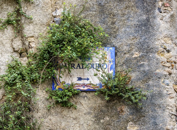 Sign on a wall, Miradouro, Portuguese name for a location, Cascai, Portugal