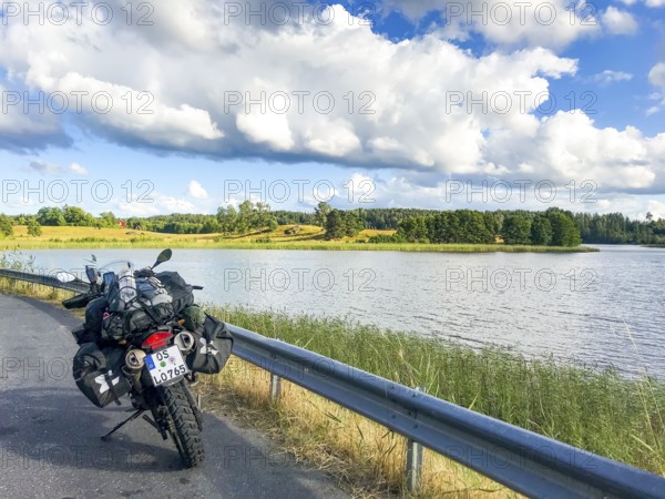 Sparreholm, Södermanlands län, Sweden, BMW G 650 GS Sertao Enduro motorcycle on a country road next