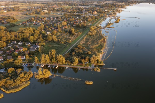 Lembruch, Lower Saxony, Germany, Dümmer See at the outflow of the river Lohne with banks, harbours,