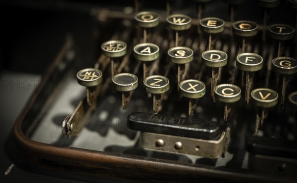 Keyboard of an old typewriter, Tändsticksmuseet match museum or match museum, Jönköping, Jönköpings
