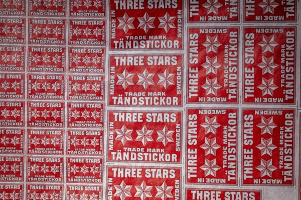 Printing sheet for matchbox labels, Tändsticksmuseet Match Museum or Matchbox Museum, Jönköping,