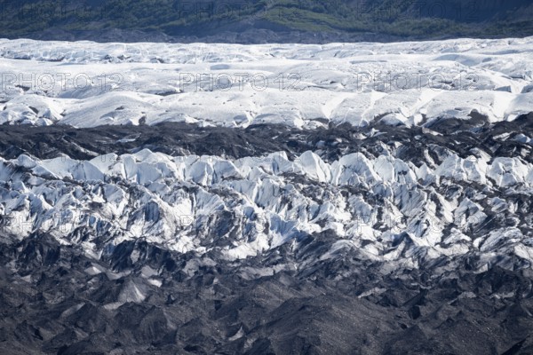 Detail, glacier ice, Seracs of the Matanuska Glacier Tongue, Lion's Head, Chugach Mountains,