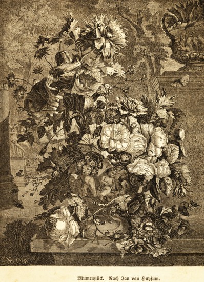 Flower piece, after Jan van Huysum (1682-1749), Dutch painter, famous, art history, painting,