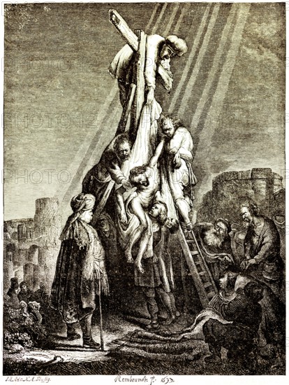 The Descent from the Cross, after Rembrandt van Rijn (1606-1669), Bible, New Testament, Jesus'