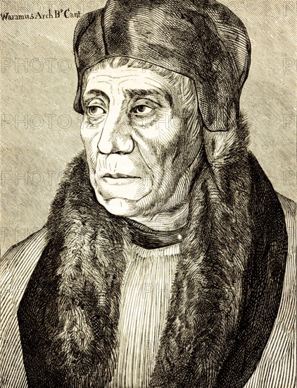 Bust portrait of Archbishop William Warham of Cantabury (1450-1532), by Hans Holbein the Younger,