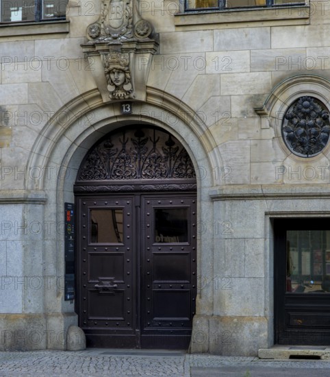 Historic house façade, The Borsighaus portal at Chausseestrasse 12, Berlin, Germany