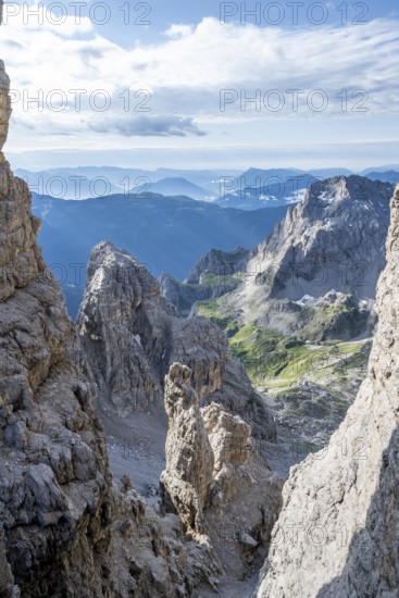 View of mountains from the Bocca degli Armi ridge, access to the Via Ferrata Bocciere Centrale via