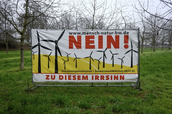 Poster against wind power, wind turbines, wind energy, near Kappelrodeck, Ortenau-Kreis,
