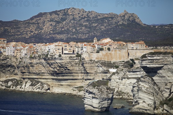 Ville haute or upper town on the Île de Fazio headland, medieval old town, Bonifacio, Corse-du-Sud