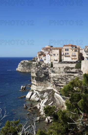 Ville haute or upper town on the Île de Fazio headland, medieval old town, Bonifacio, Corse-du-Sud