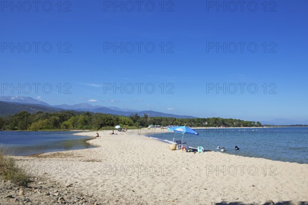 Mediterranean sandy beach in Solenzara, Corse-du-Sud Department, Sartène Arrondissement, Bavella