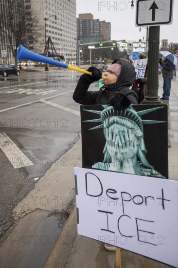 Detroit, Michigan USA - 10 January 2026 - Activists rally to protest the killing of Renee Nichole