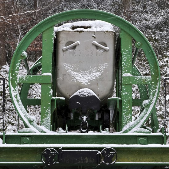 Loading station of the former Jupiter colliery in winter, Bergbauwanderweg Muttental, Witten, Ruhr