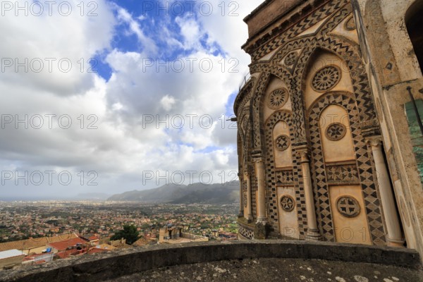 Apse of Monreale Cathedral, Santa Maria Nuova, with a view of the city of Palermo and the