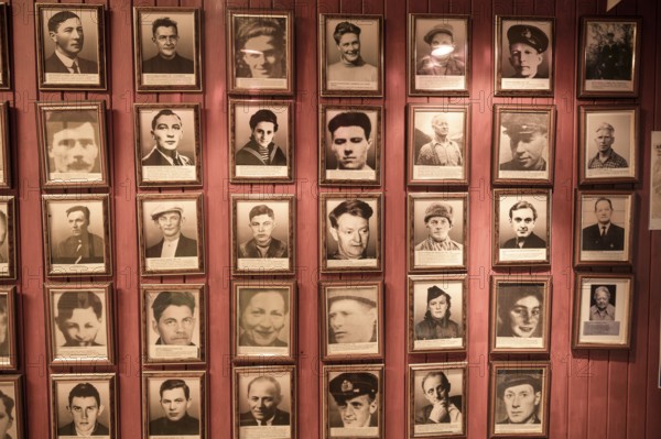 Gallery of portraits of Norwegian resistance fighters in the partisan museum in the old school of