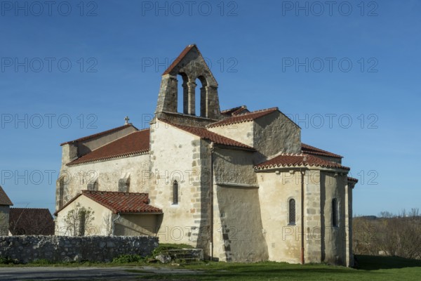 St Andrew's Church, romanesque church of Taxat-Senat. Allier department. Auvergne Rhone Alpes.