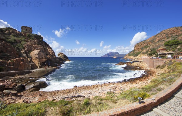 Marina de Porto with the Genoese Tower and the Bay of Porto, a UNESCO World Heritage Site, Ota,