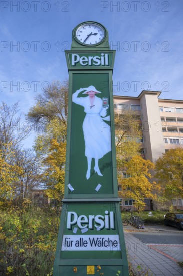 The persil clock, neon sign for the company Henkel, this historic persil clock was given away to