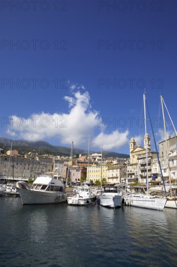 Old port with marina and church of Saint Jean-Baptiste à Bastia or church of St. John the Baptist,
