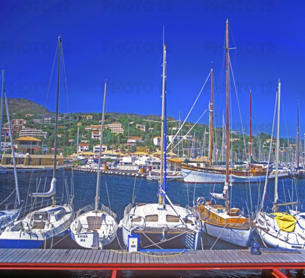 Sailboats, marina, Le Lavandou, Provence-Alpes-Côte d'Azur, Mediterranean, southern France, June