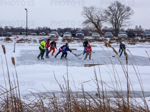 Detroit, Michigan USA - 1 January 2026 - As temperatures dropped and snow fell in the Great Lakes