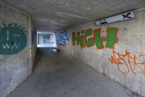 Graffiti in a railway underpass, Hohenstadt, Middle Franconia, Bavaria, Germany